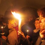 Candlelight procession at midnight.